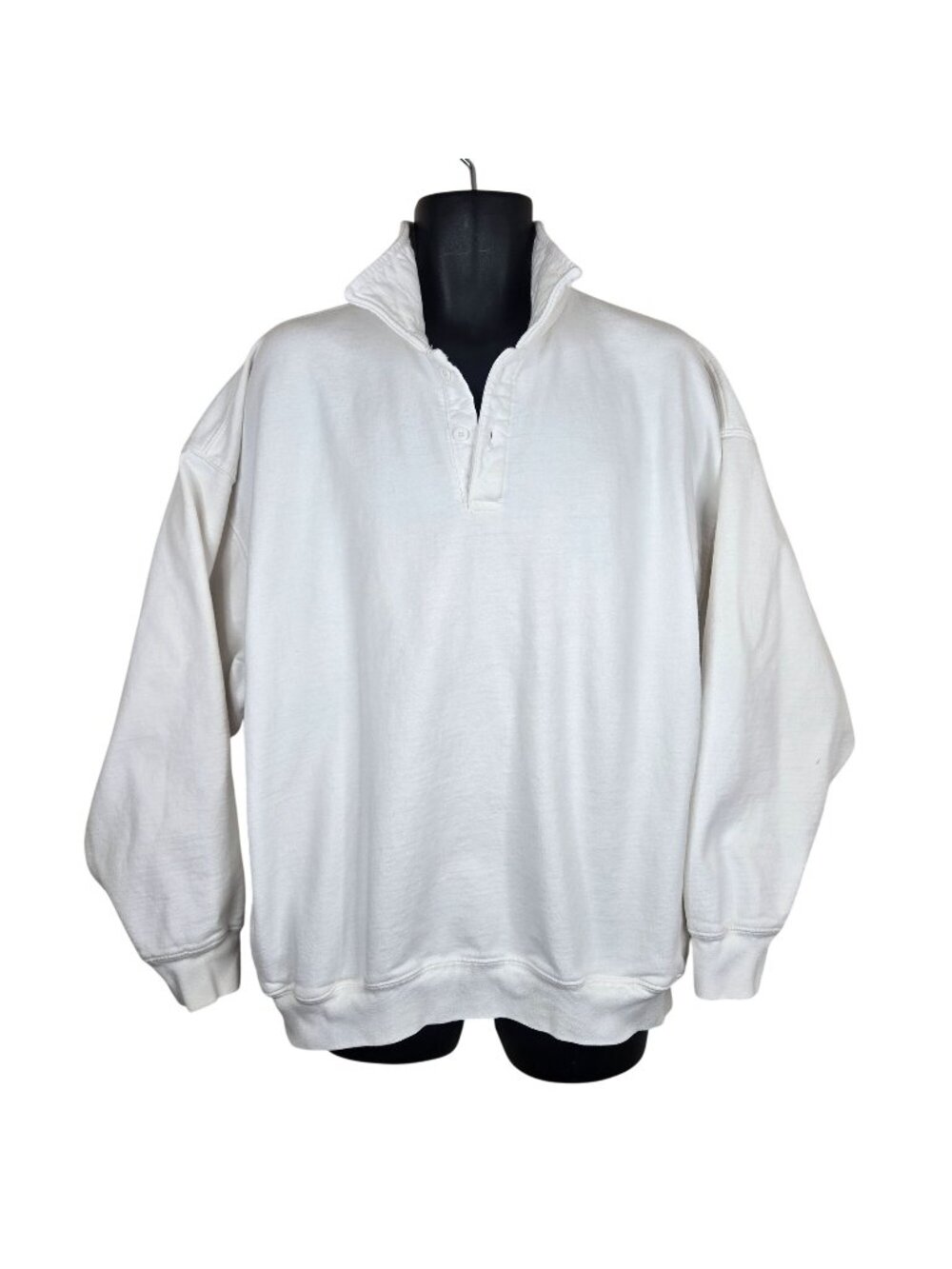 John Galt White Pullover Sweatshirt Collared Mens M